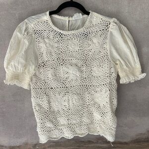 Ivory Crochet Women's Blouse 100% cotton